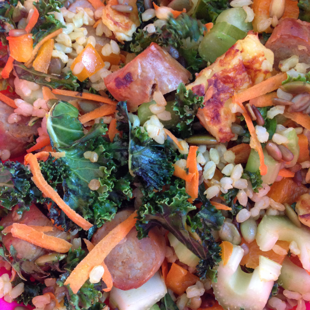 Kale, Chorizo & Haloumi Salad